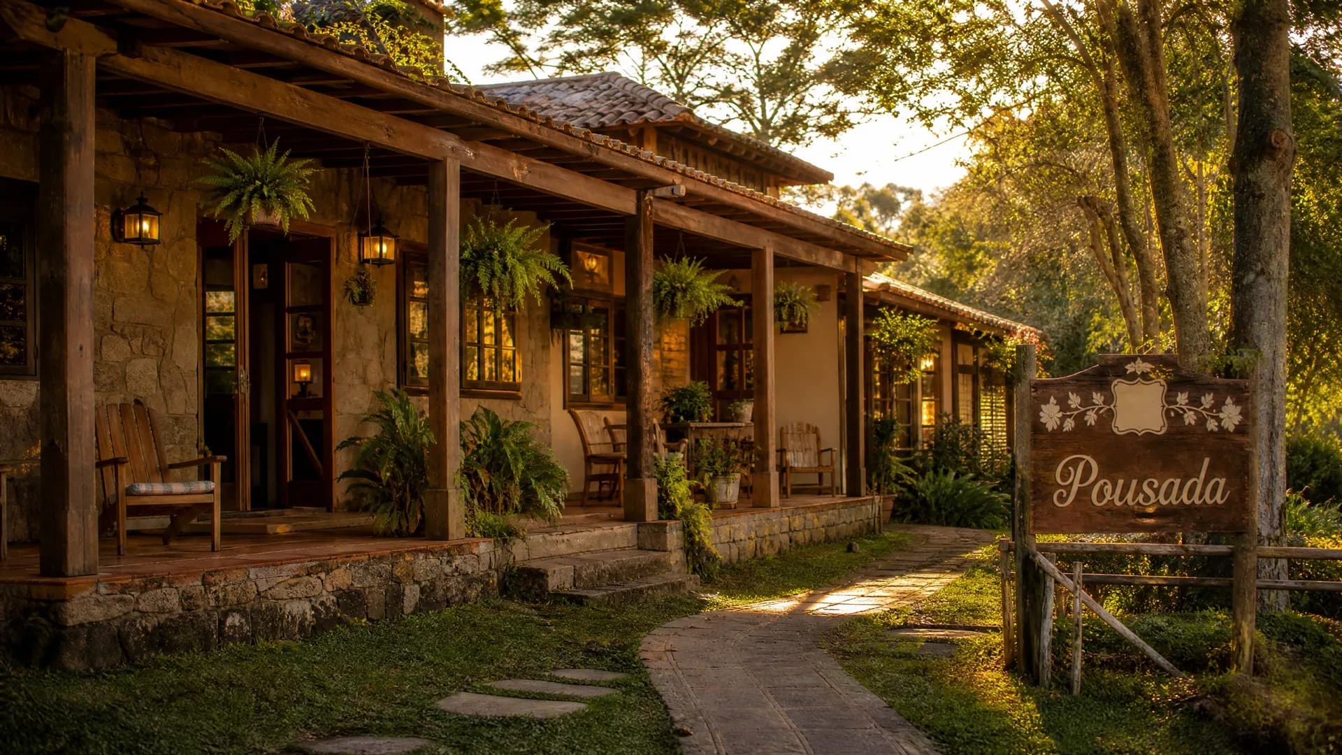 Pousada rural em ambiente acolhedor